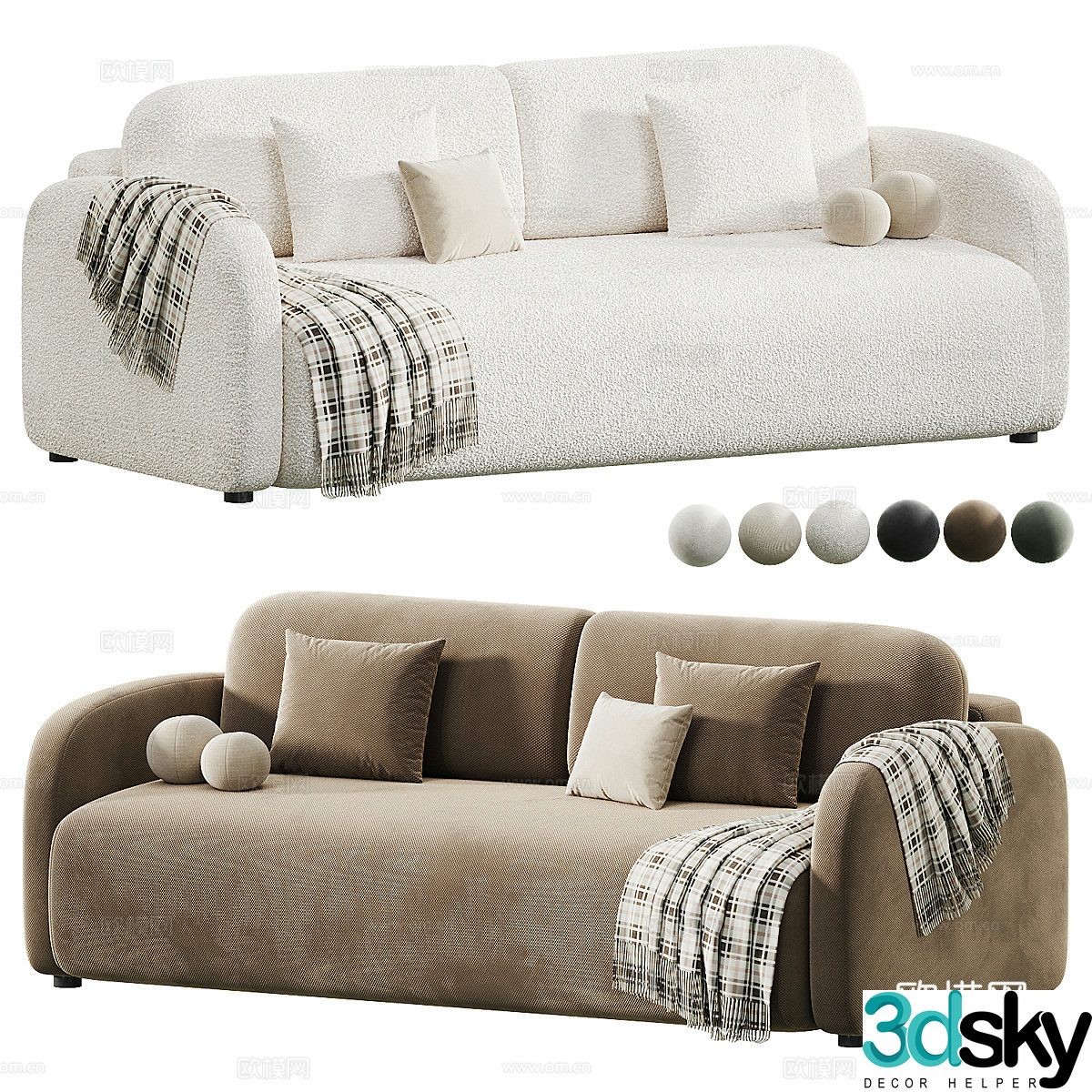 Modern fabric double sofa 3d model