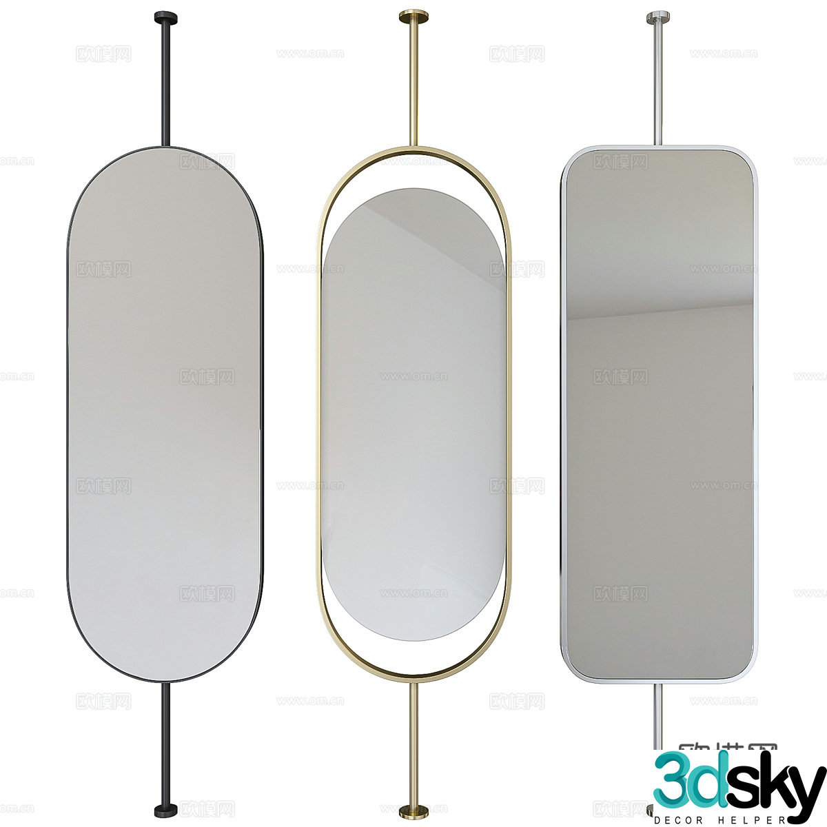 New Chinese style decorative mirror screen partition 3D model