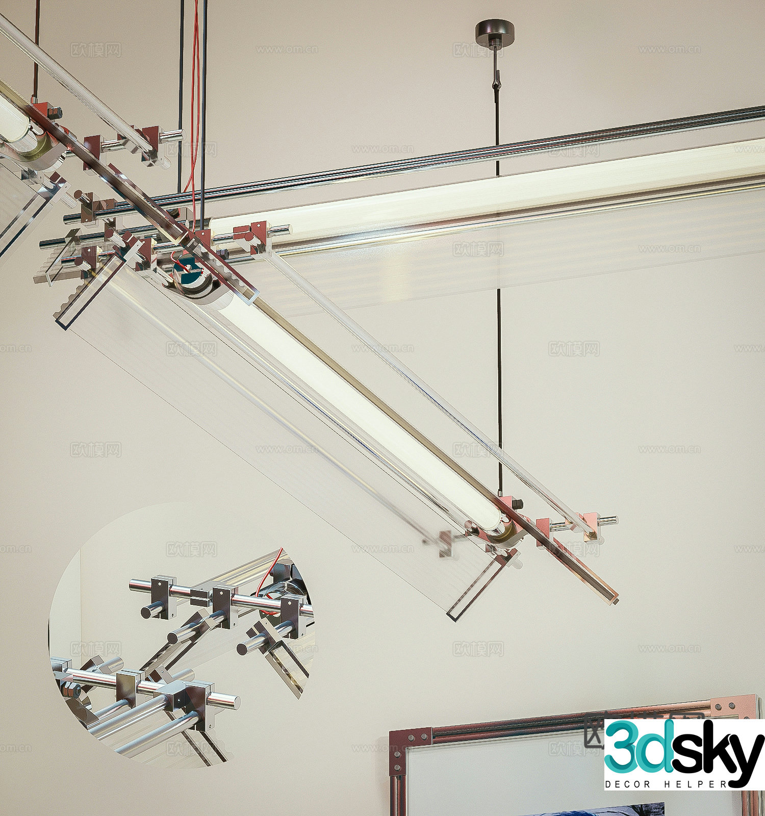 Modern cross optical axis chandelier DIY chandelier Metal chandelier Bauhaus 3D model