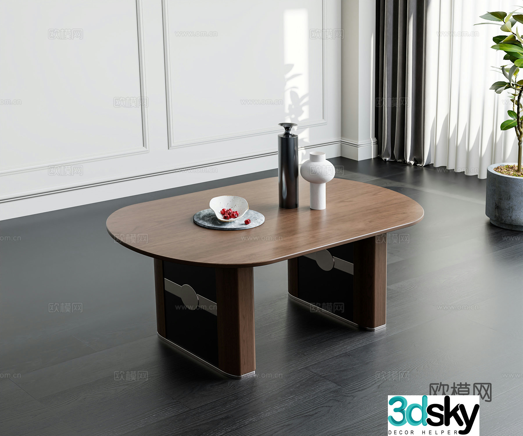 Modern medieval style coffee table jewelry ornaments 3D model