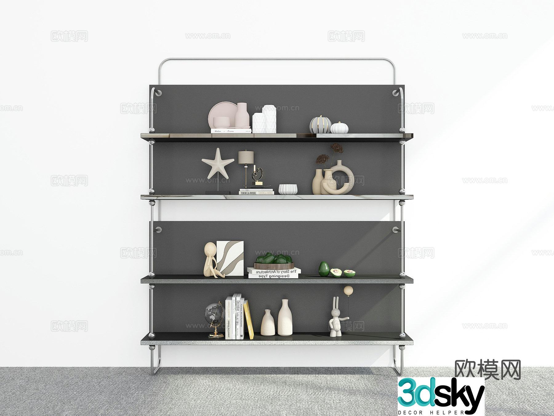 Modern bookshelf shelf 3d model