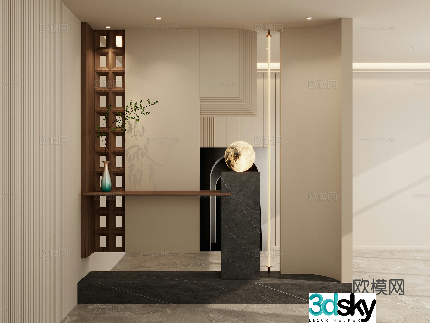 Italian style medieval style solid wood shape Scapa stacked suspended door-to-door partition 3D model