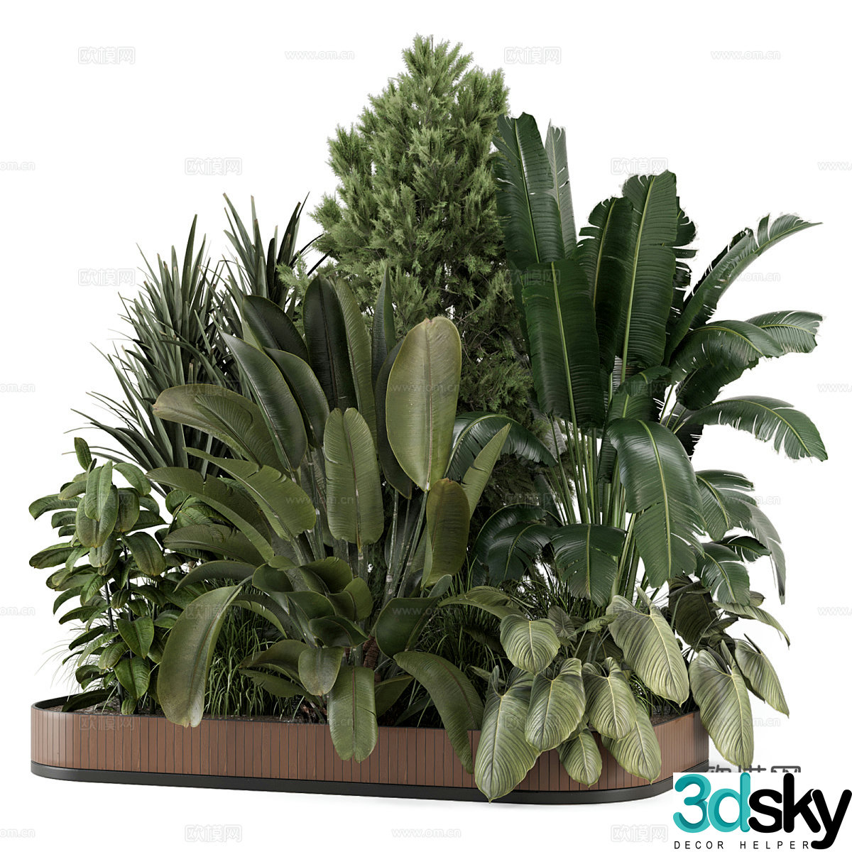 New Chinese style garden green plants pile 3D model