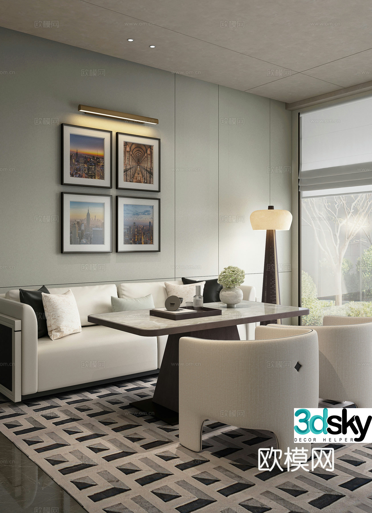 Modern sales office negotiation area rest area 3D model