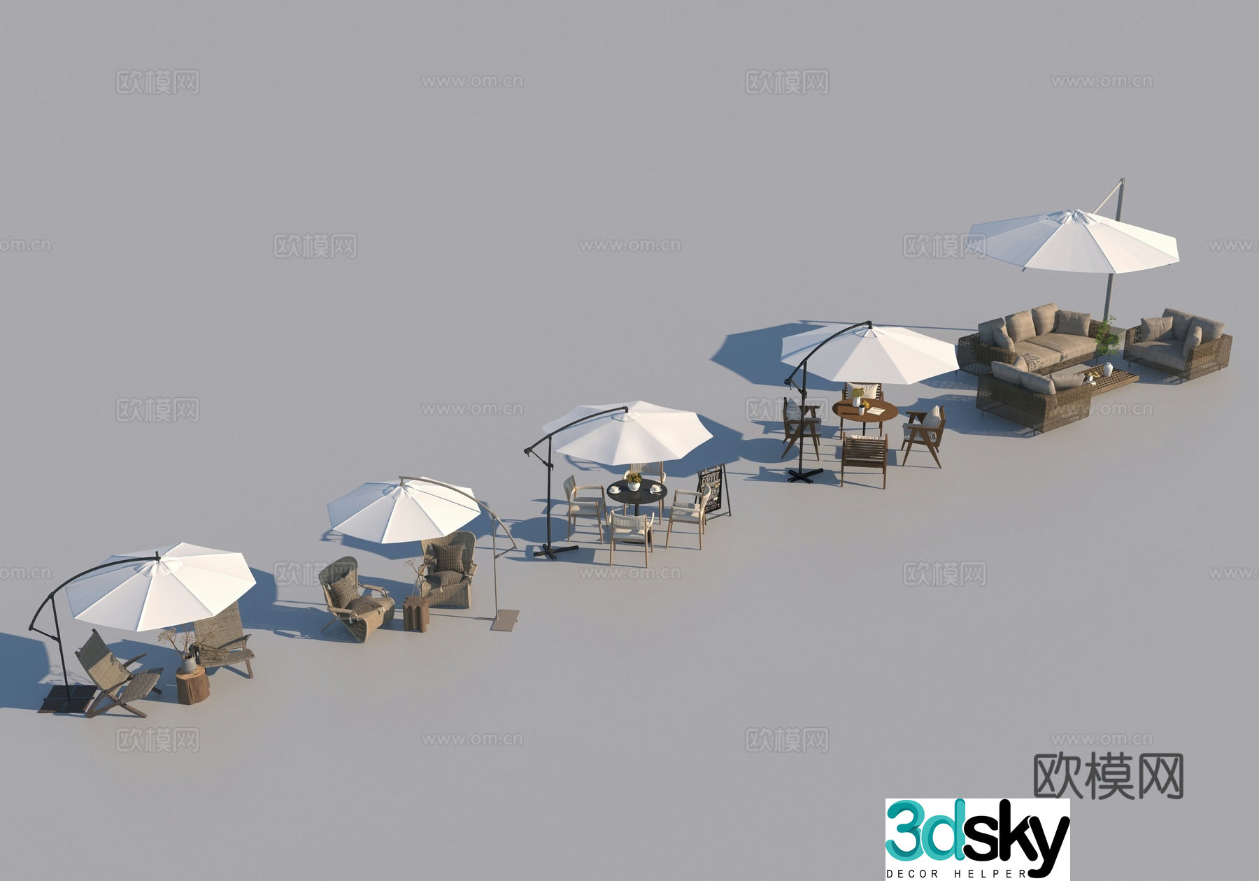 Modern leisure parasol seat parasol collection 3D model