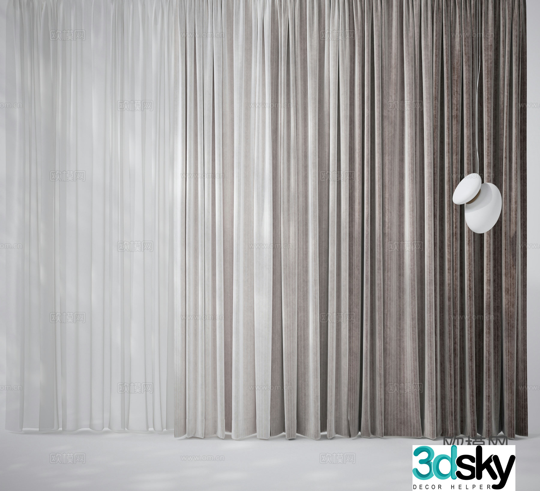 Curtains Gauze Curtains Venetian blinds 3D Model