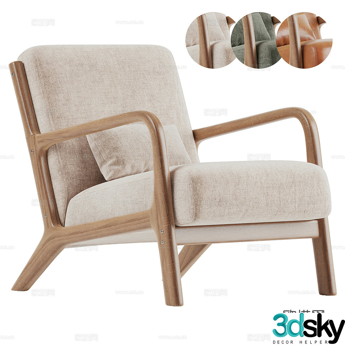 New Chinese -style casual chair sofa chair 3D model