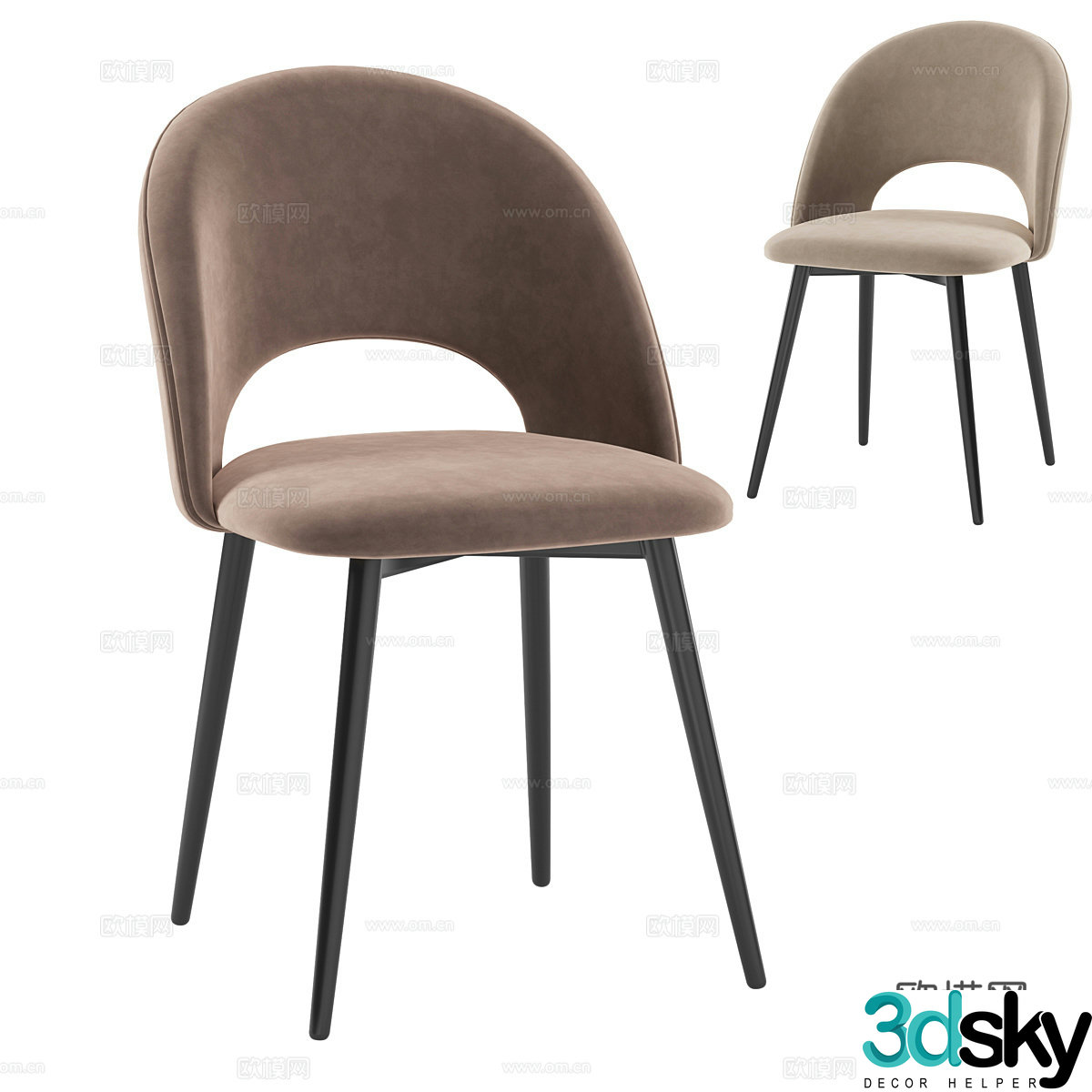 New Chinese style dining chair book chair single chair 3d model