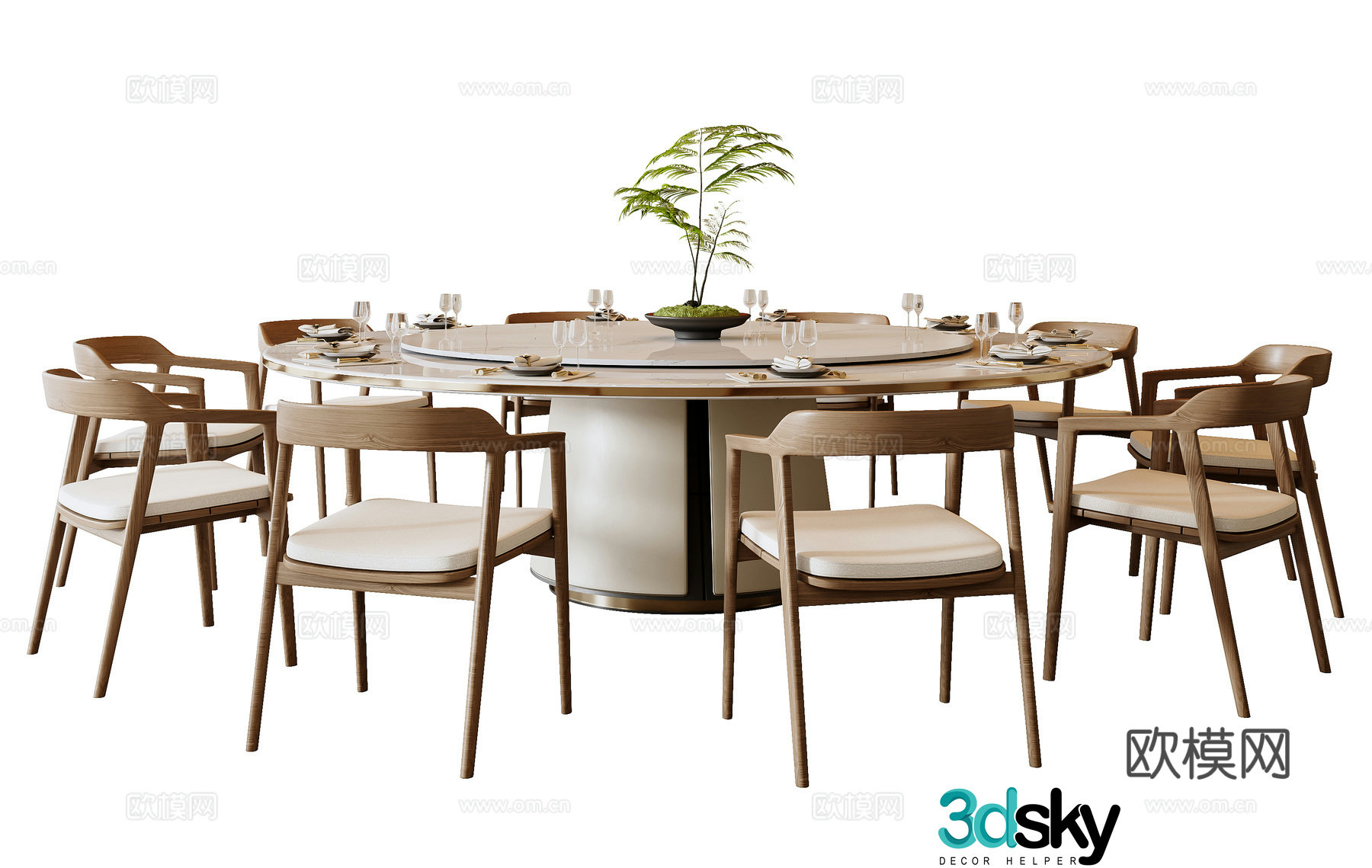 New Chinese dining table and chair 3D model