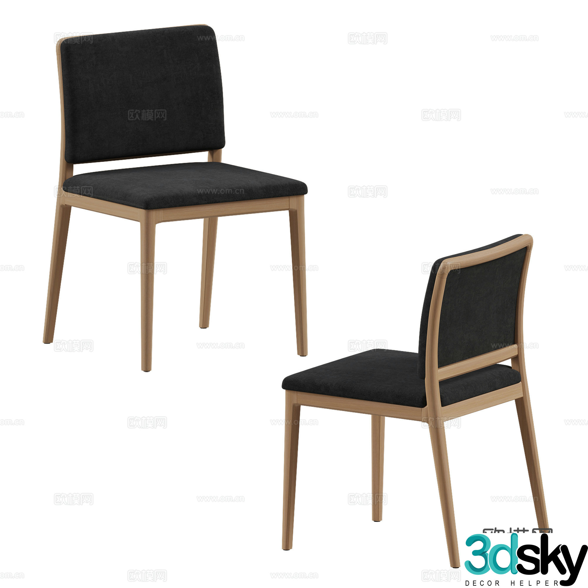 Modern dining chair single chair 3D model