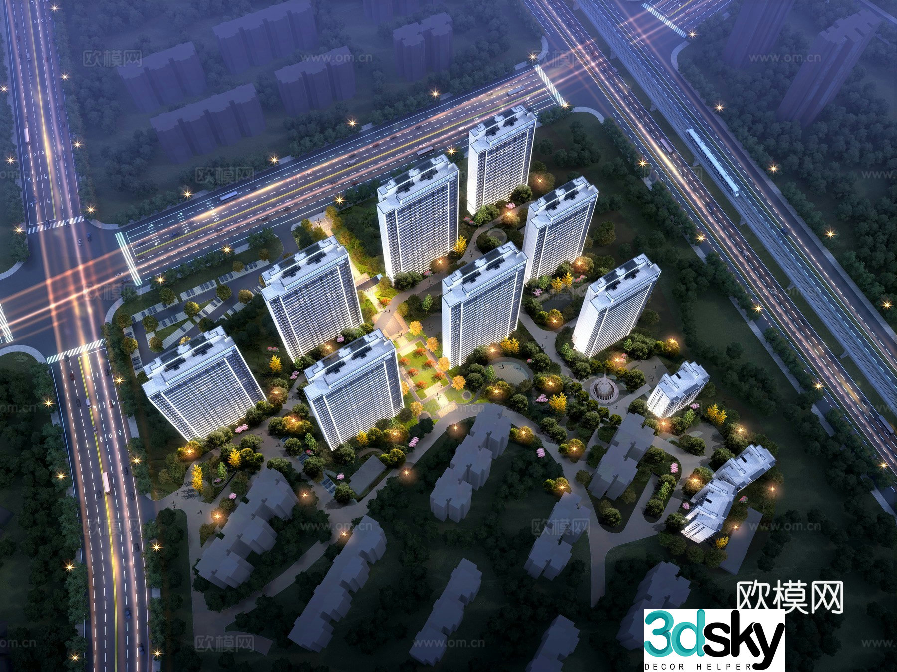 House night view 3D model