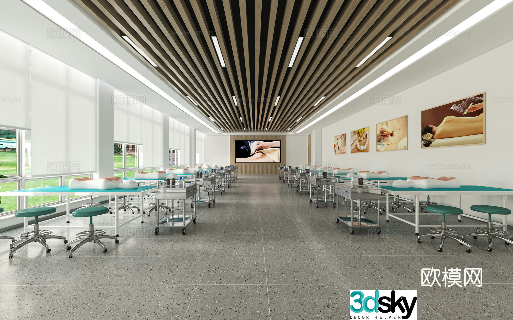 Chinese medicine moxibustion cupping training room 3D model