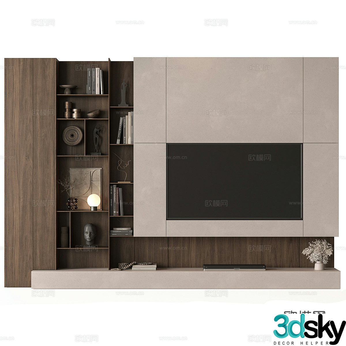 Modern minimalist TV background wall 3d model