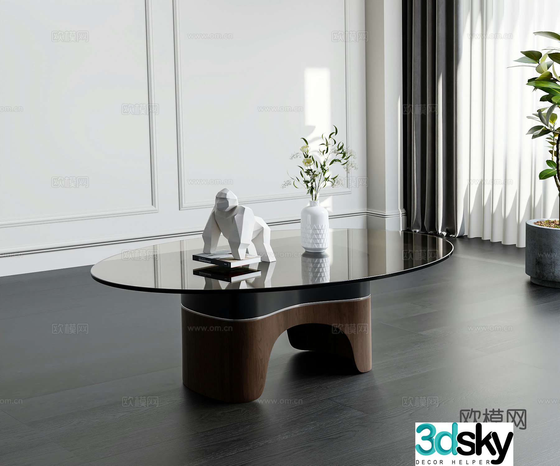 Modern medieval style coffee table jewelry ornaments 3D model