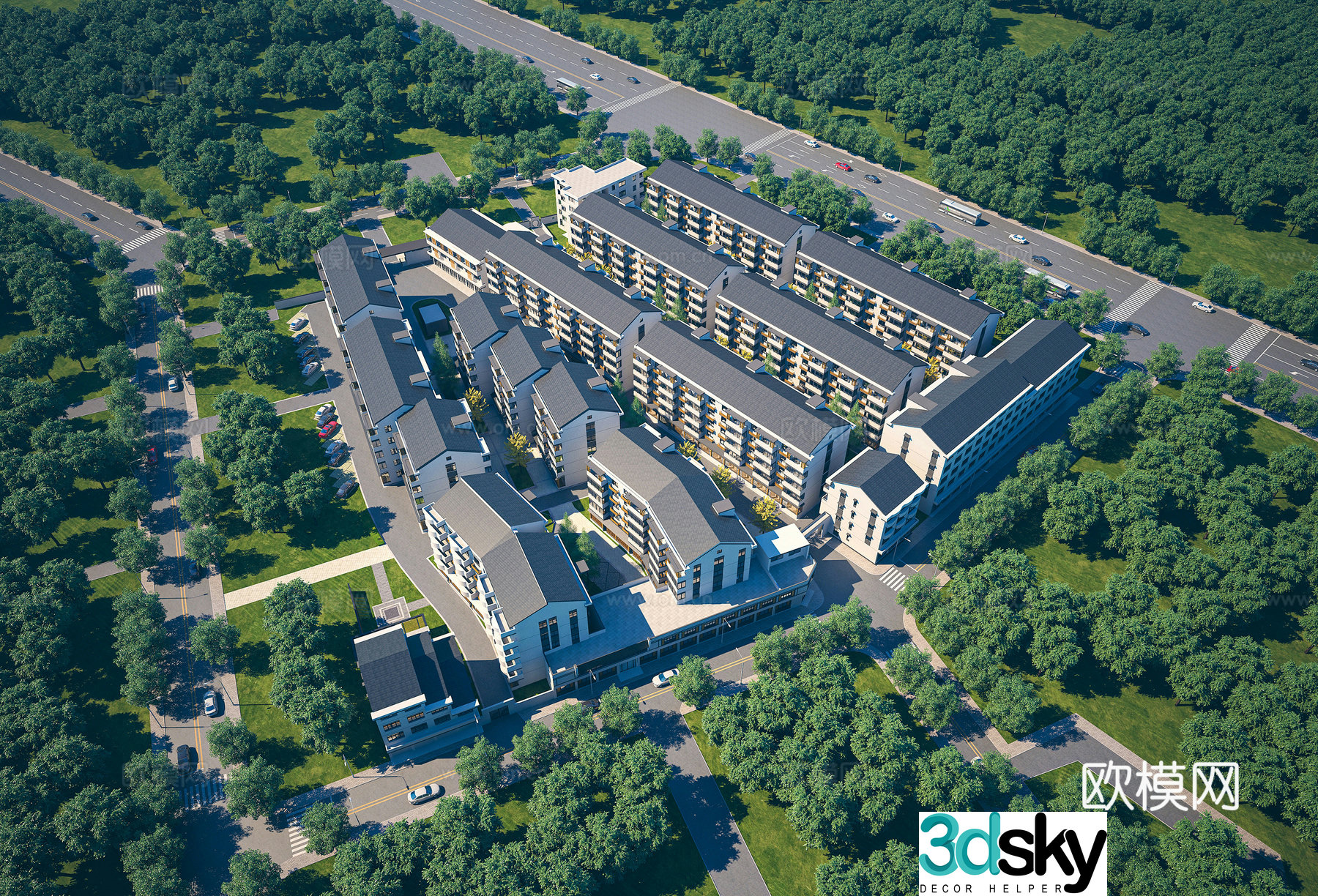 Hyundai new Chinese resettlement house reconstruction community setting up houses 3D model