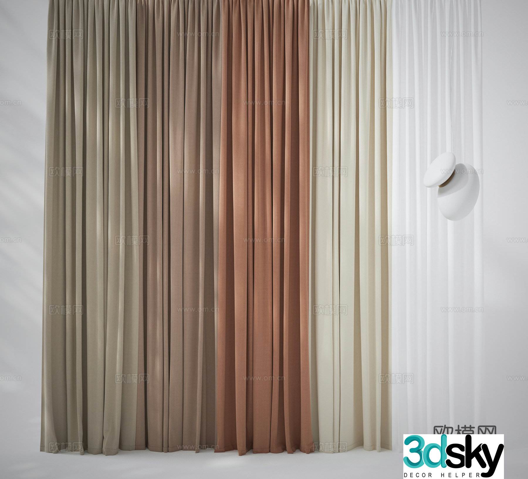 Curtains Gauze Curtains Venetian blinds 3D Model