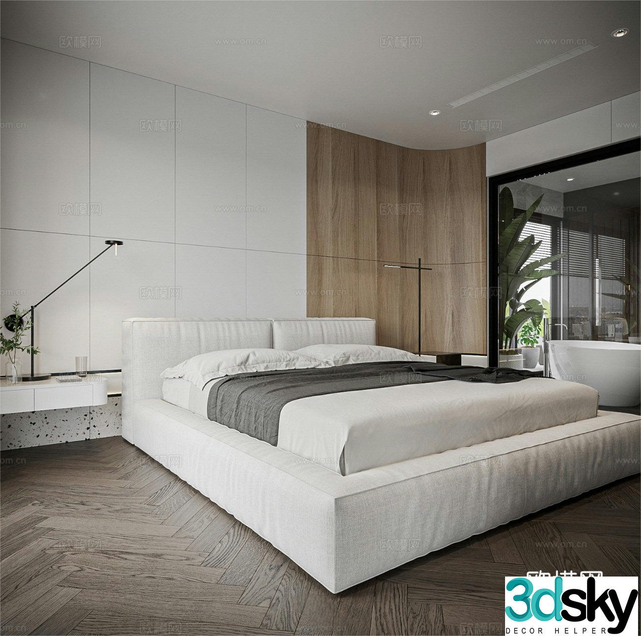 Modern minimalist bedroom master bedroom 3d model