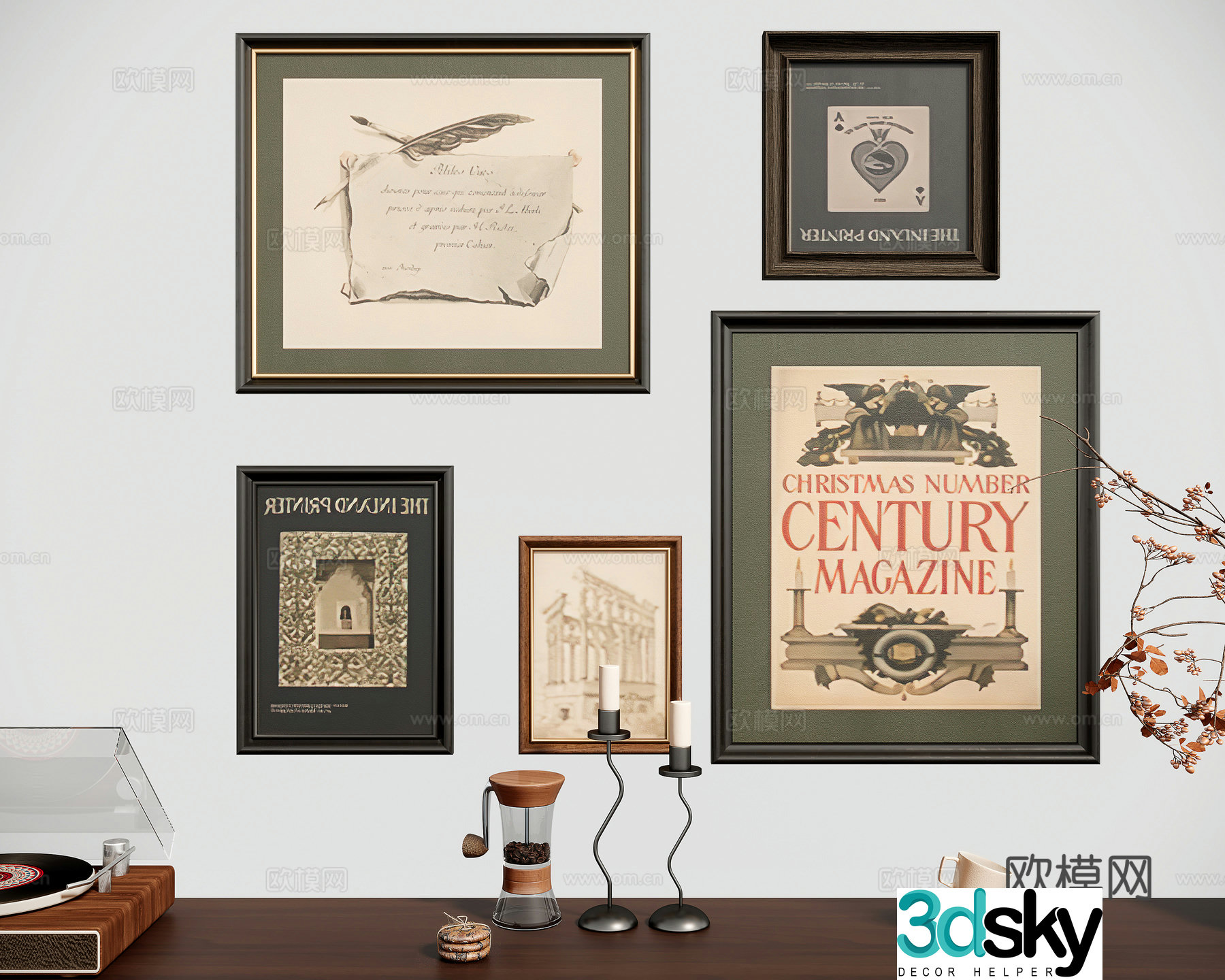 French medieval combination hanging painting 3D model