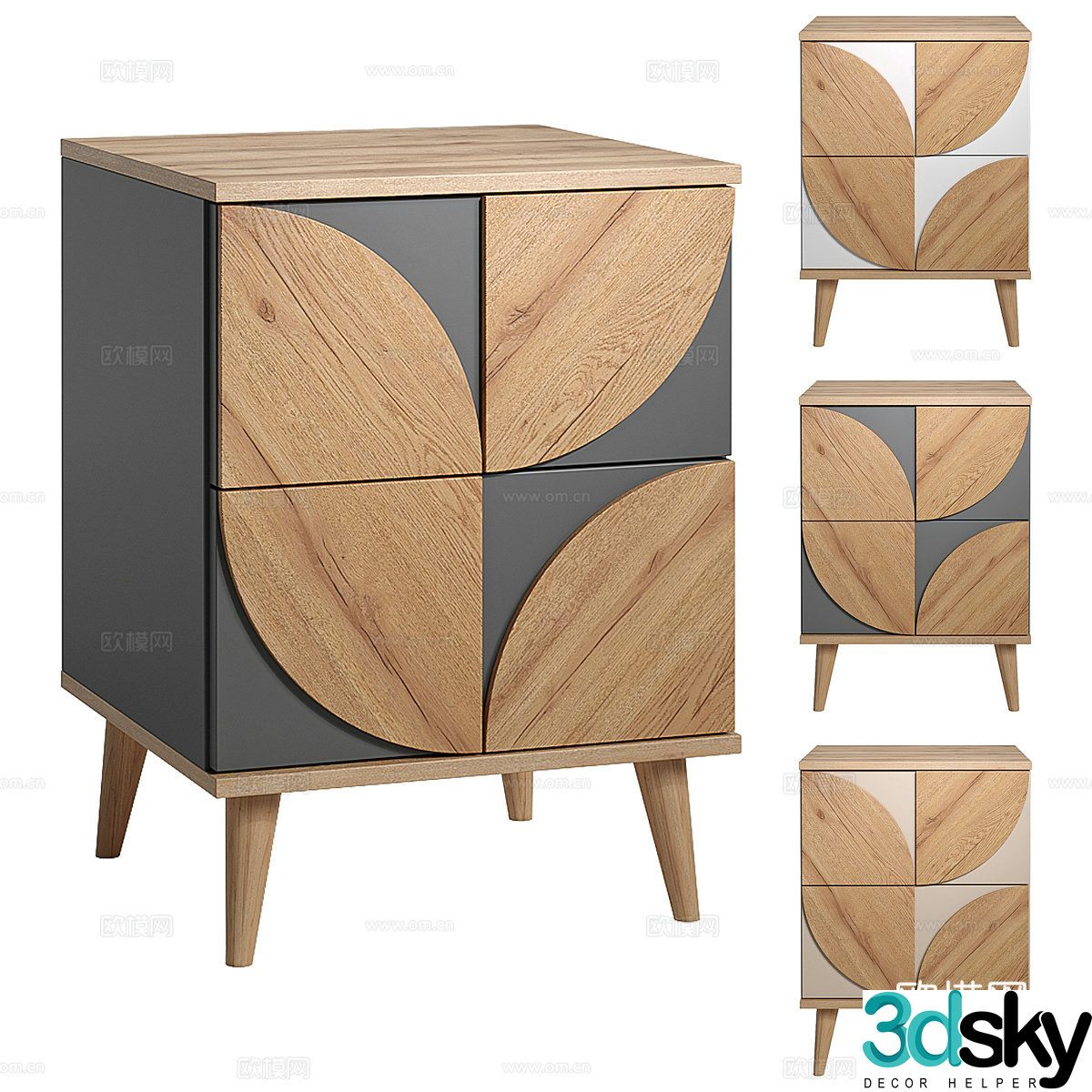 Modern Nordic bedside table 3D model