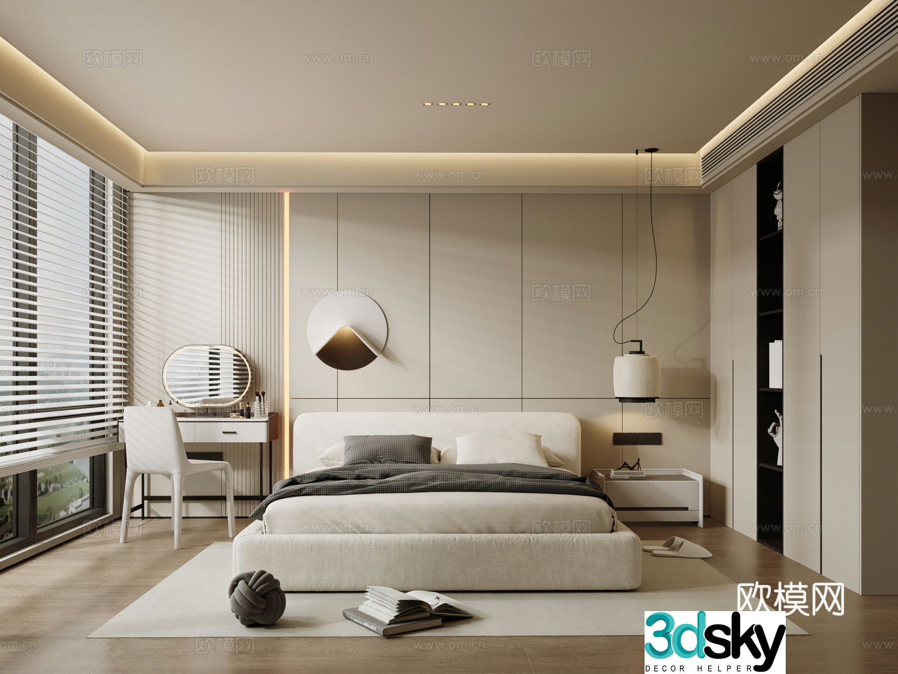 Modern Cream Home Bedroom Master Bedroom 3D Model