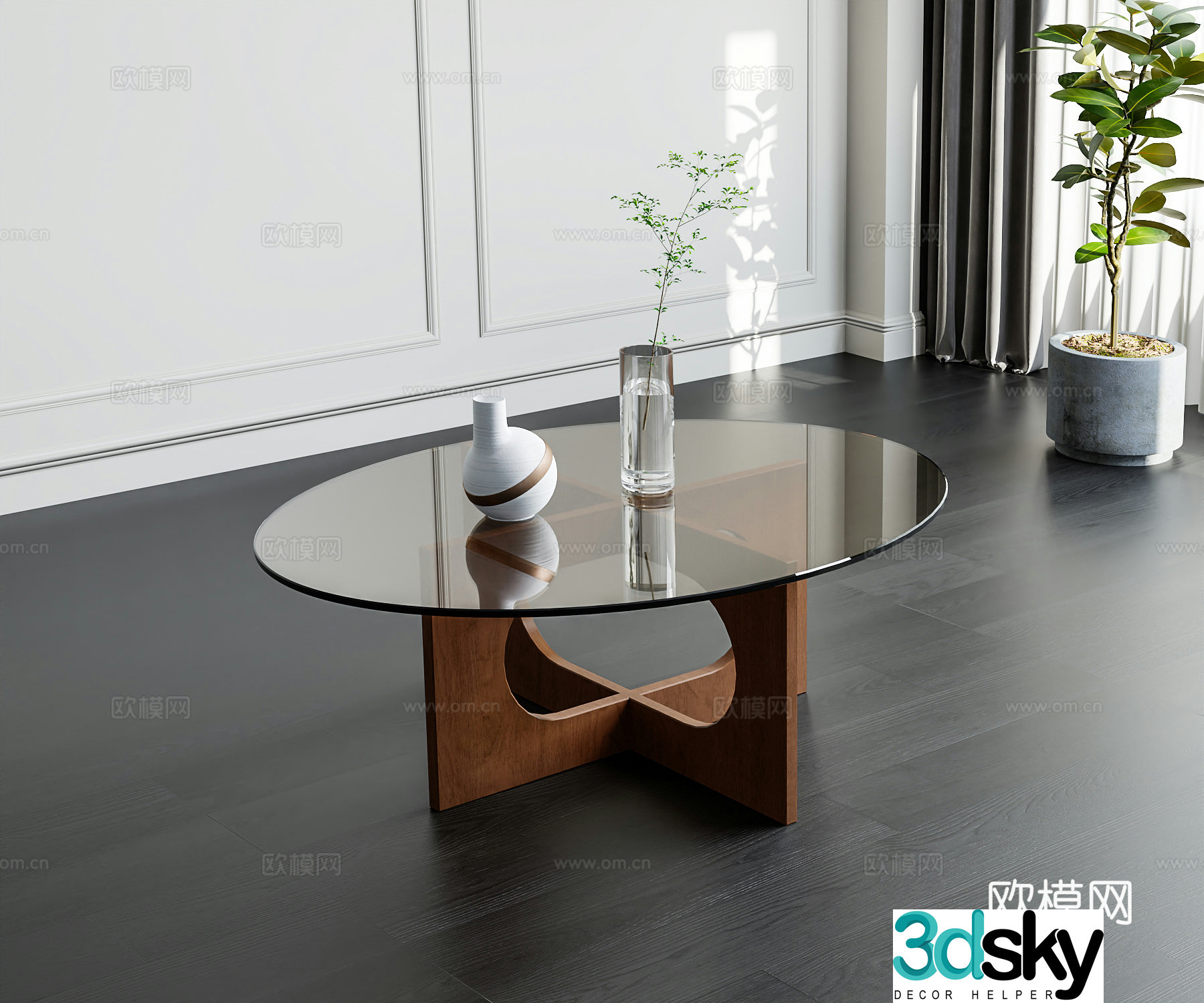 Modern medieval style coffee table jewelry ornaments 3D model