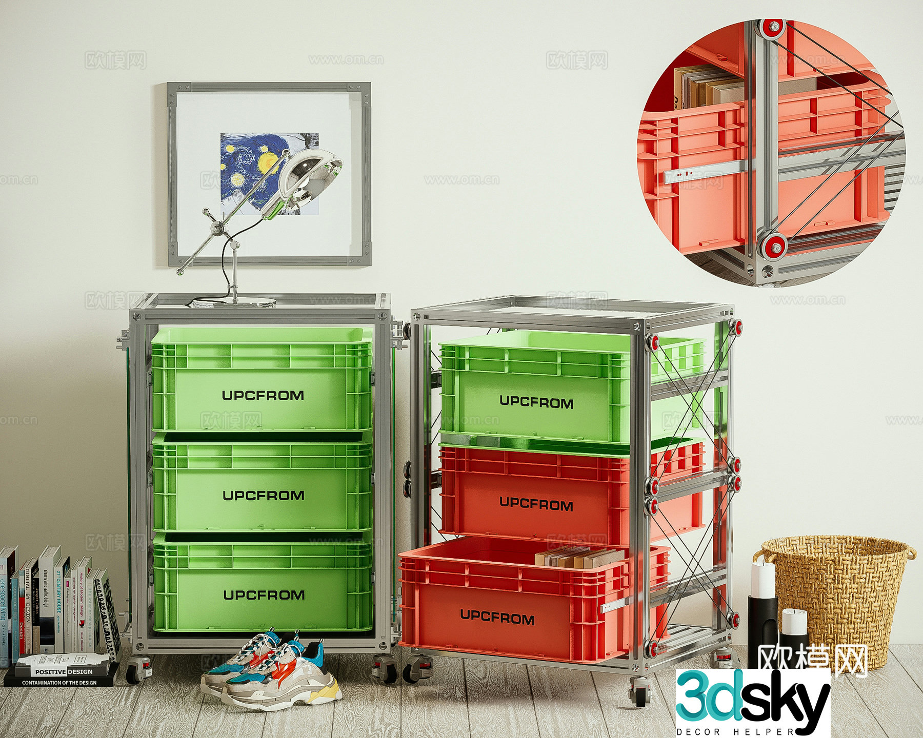 Modern Bauhaus Storage Cabinet Aluminum Profile DIY Side Cabinet Medium Style Storage Shelf 3D Model
