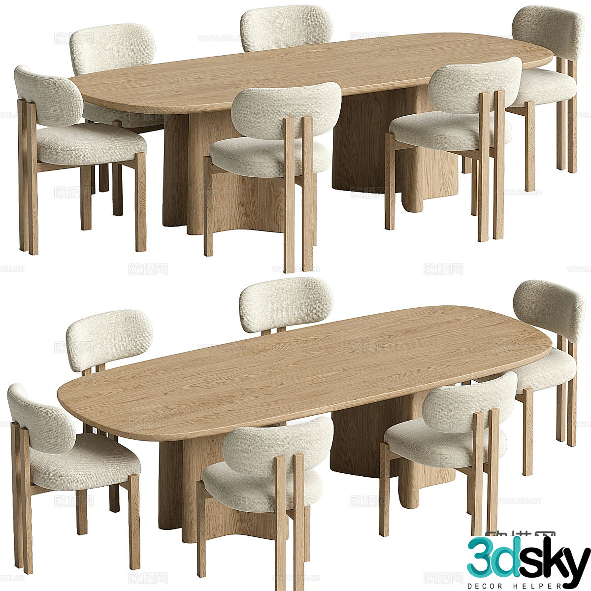 New Chinese dining table and chair 3D model