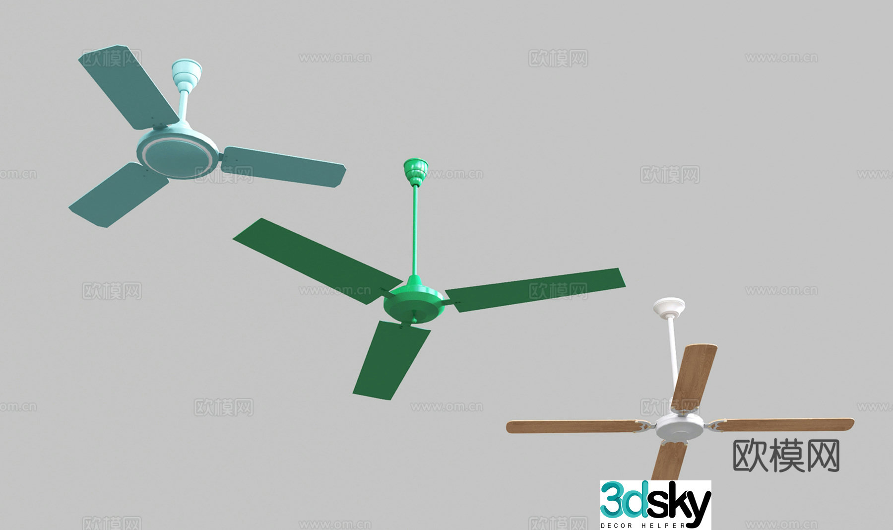 Modern retro old ceiling fan iron blade ceiling fan electric fan 3d model