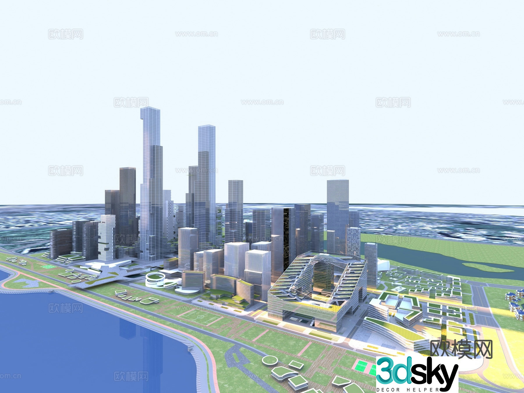 City bird’s eye view 3D model