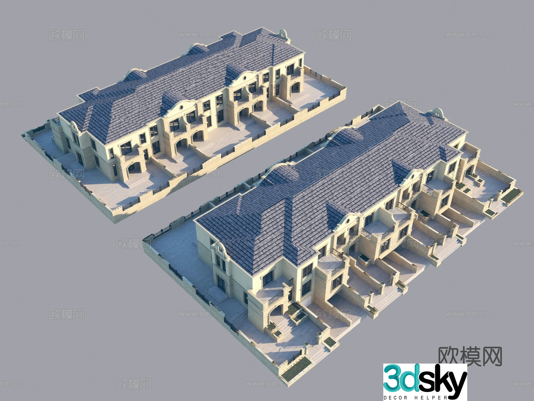 Simple European townhouse single villa resettlement room 3D model