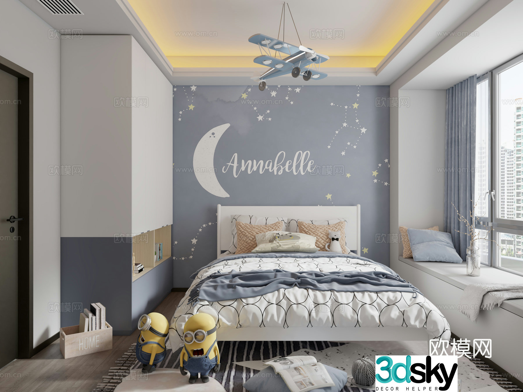 Modern children’s room bedroom 3d model
