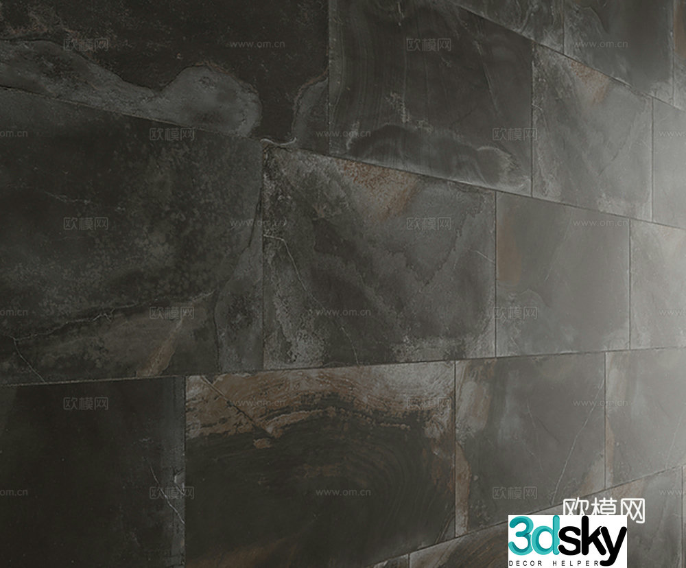 Stone wall tiles 3d model