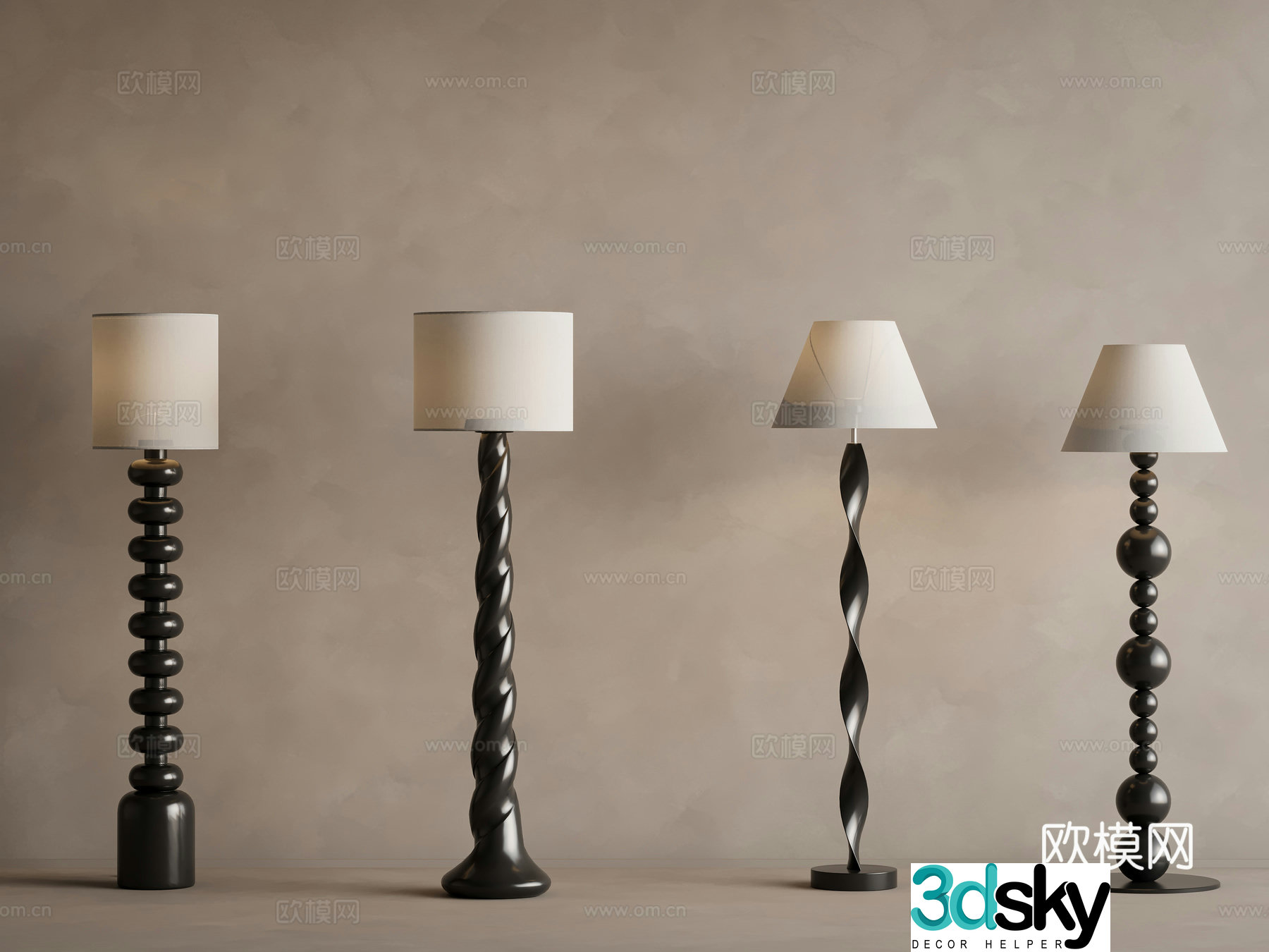 French floor lamp French retro floor lamp Retro floor lamp Wood floor lamp 3D model