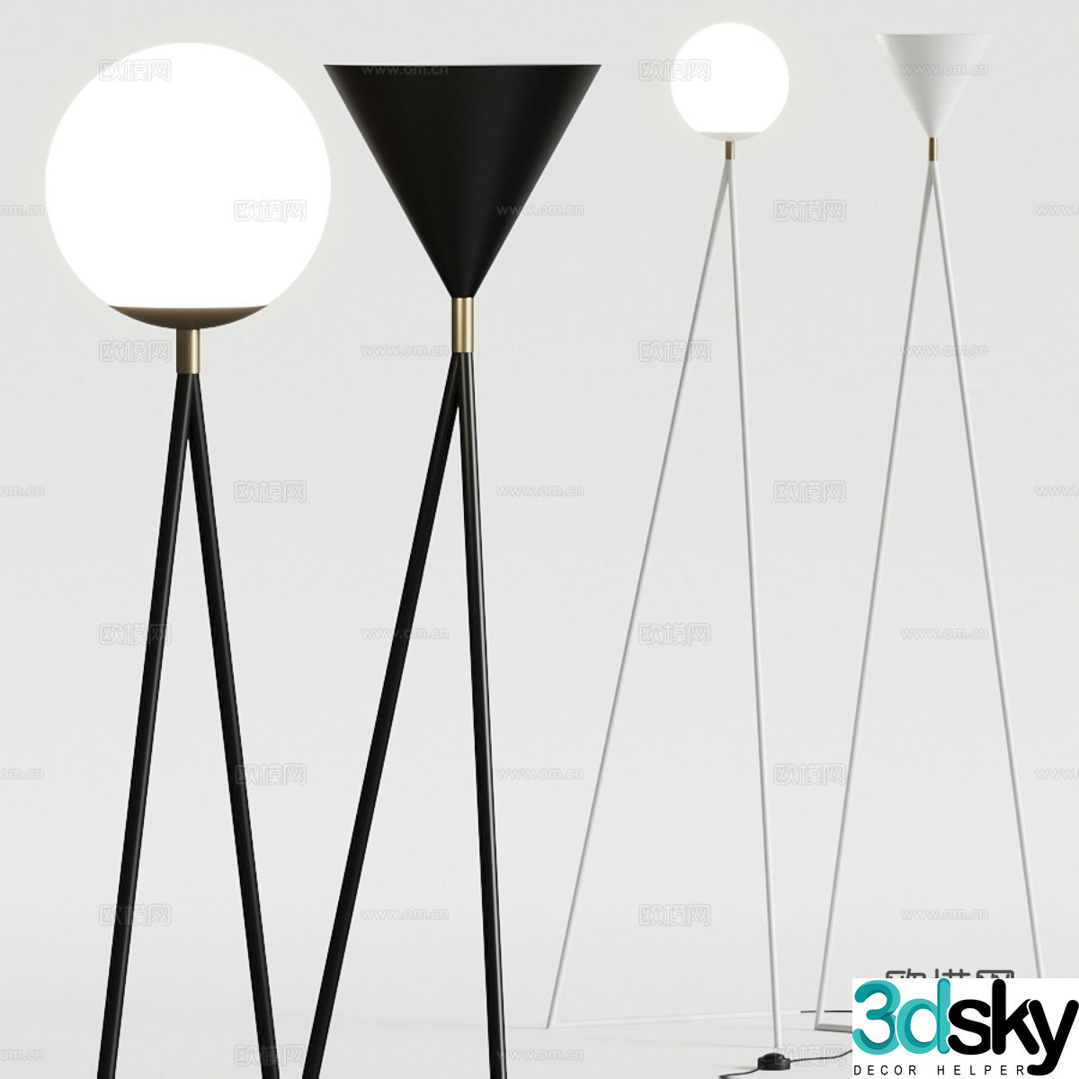 Modern light luxury floor lamp 3d model