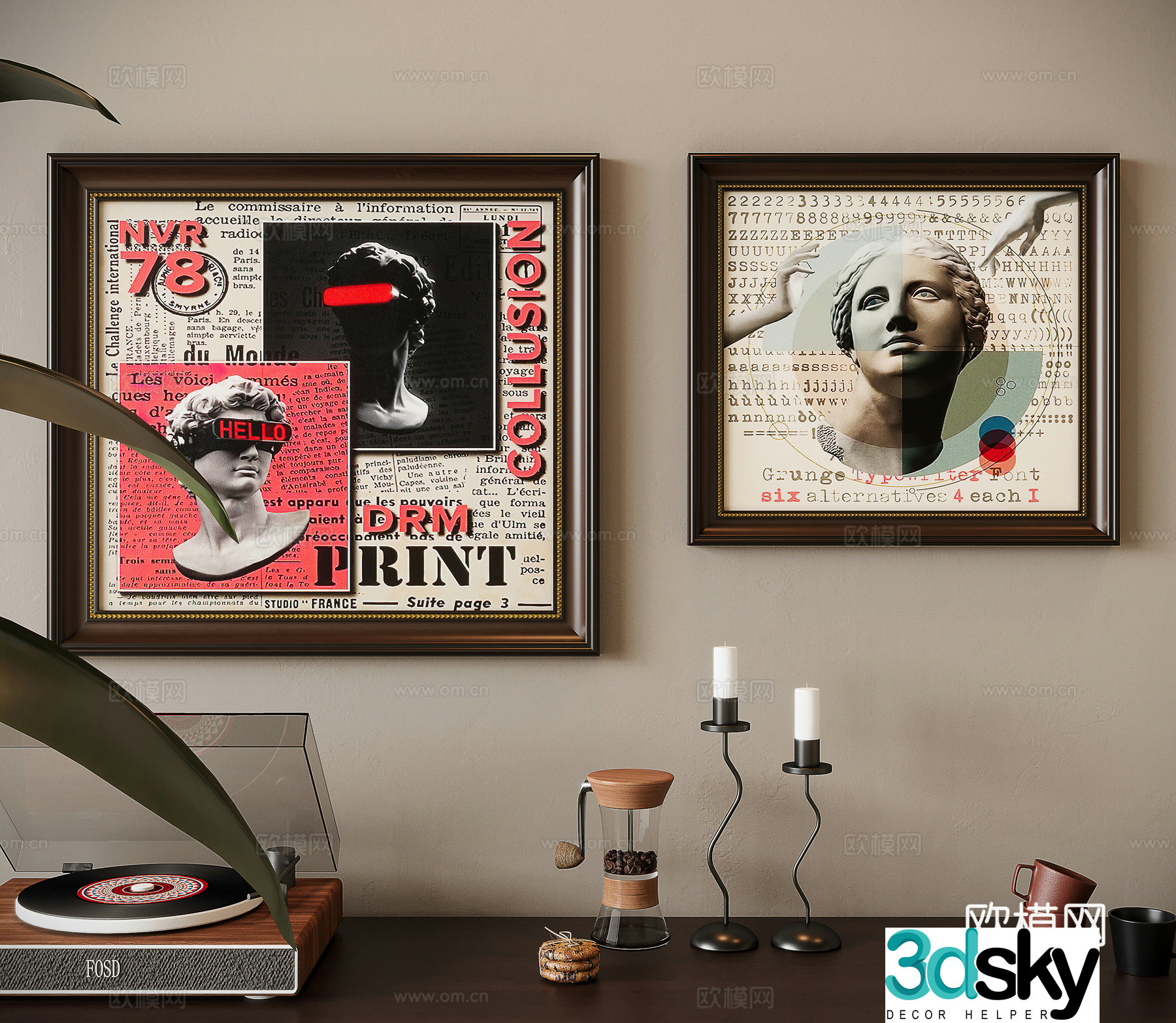 American style combination decorative painting 3d model
