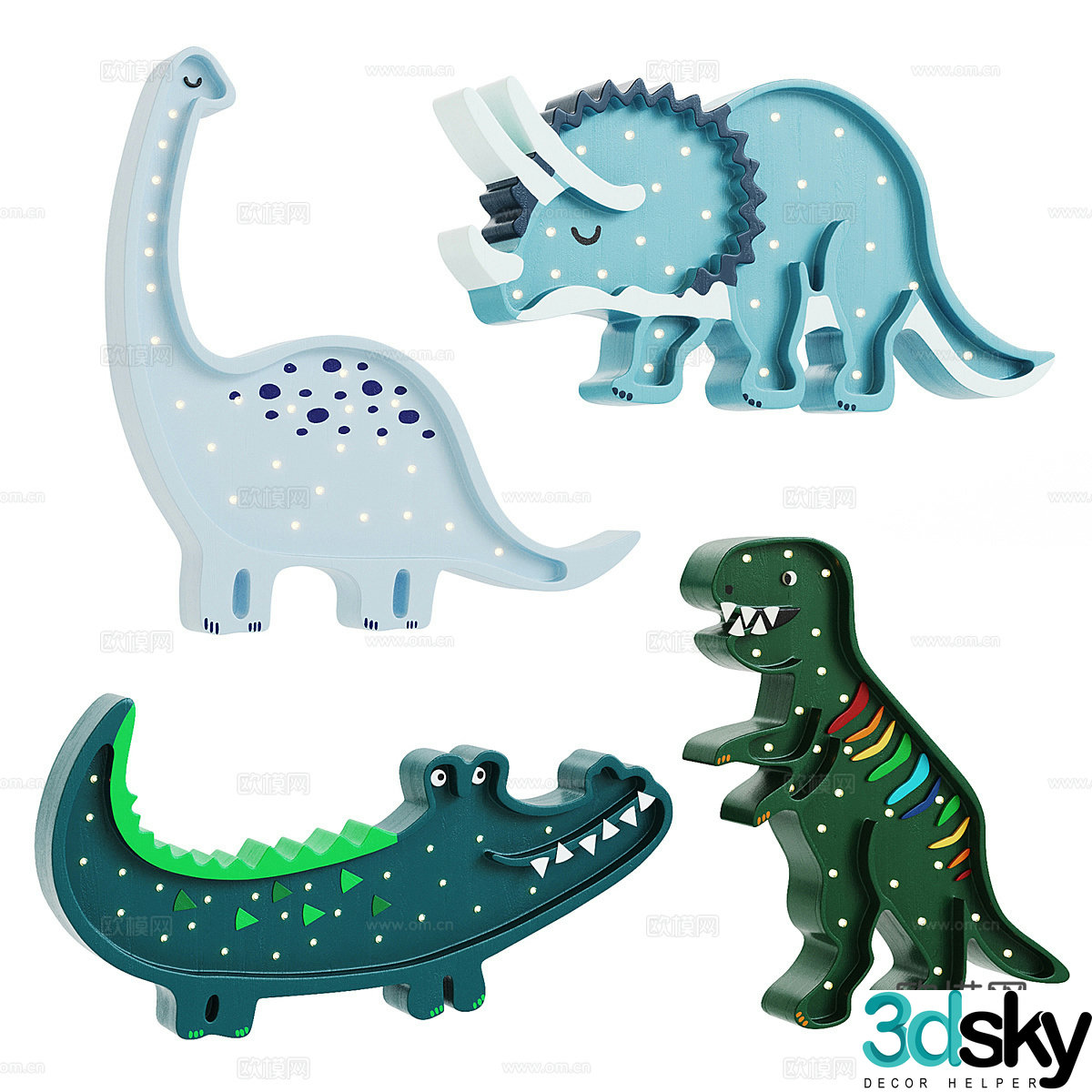 Modern children’s toy dinosaur decorative lamp 3d model