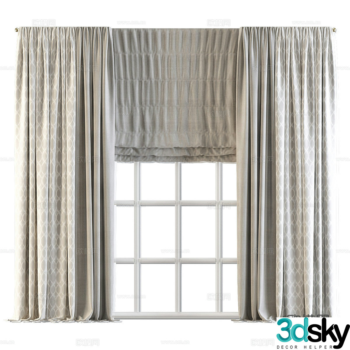 New Chinese style fabric curtain 3D model