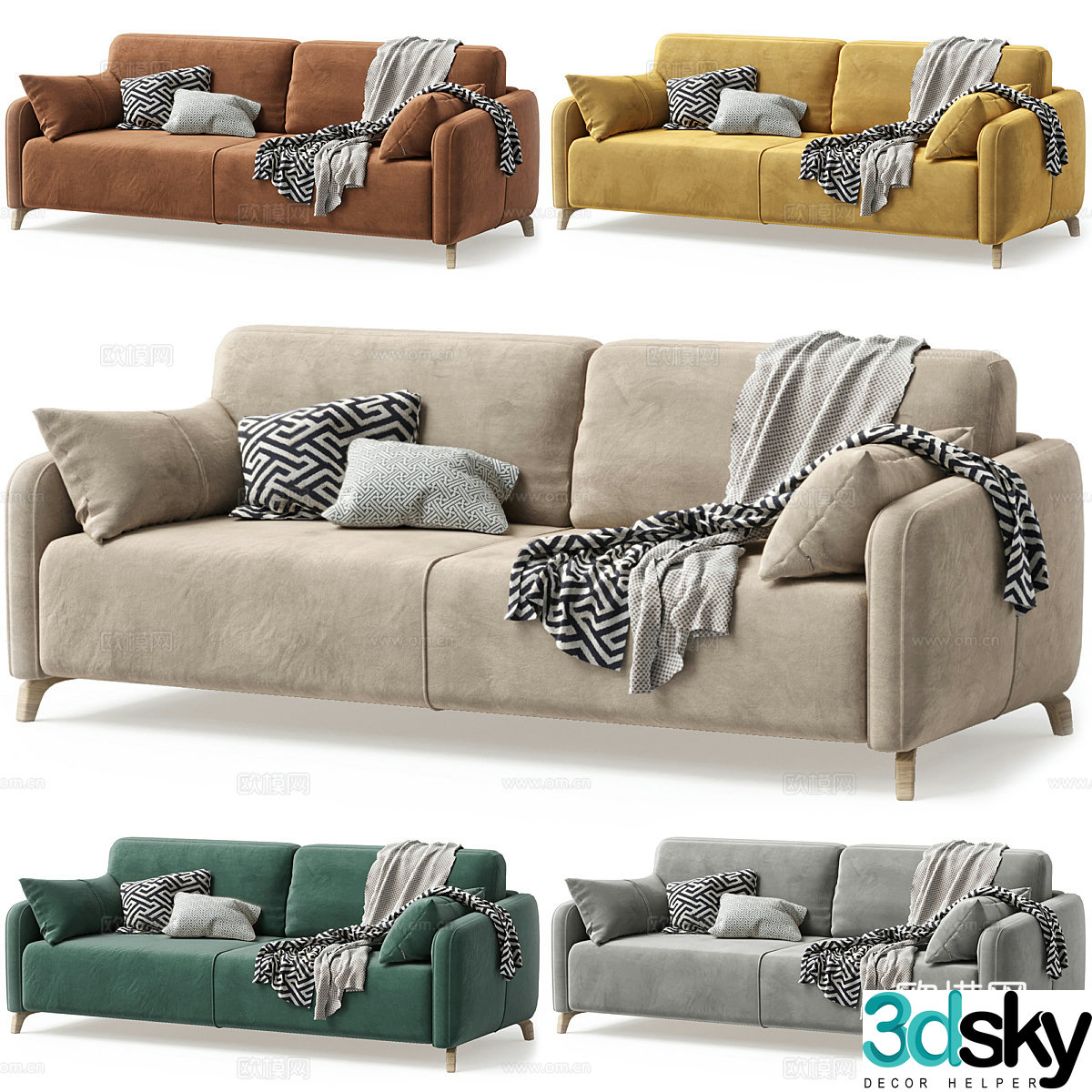 Nordic casual sofa 3D model