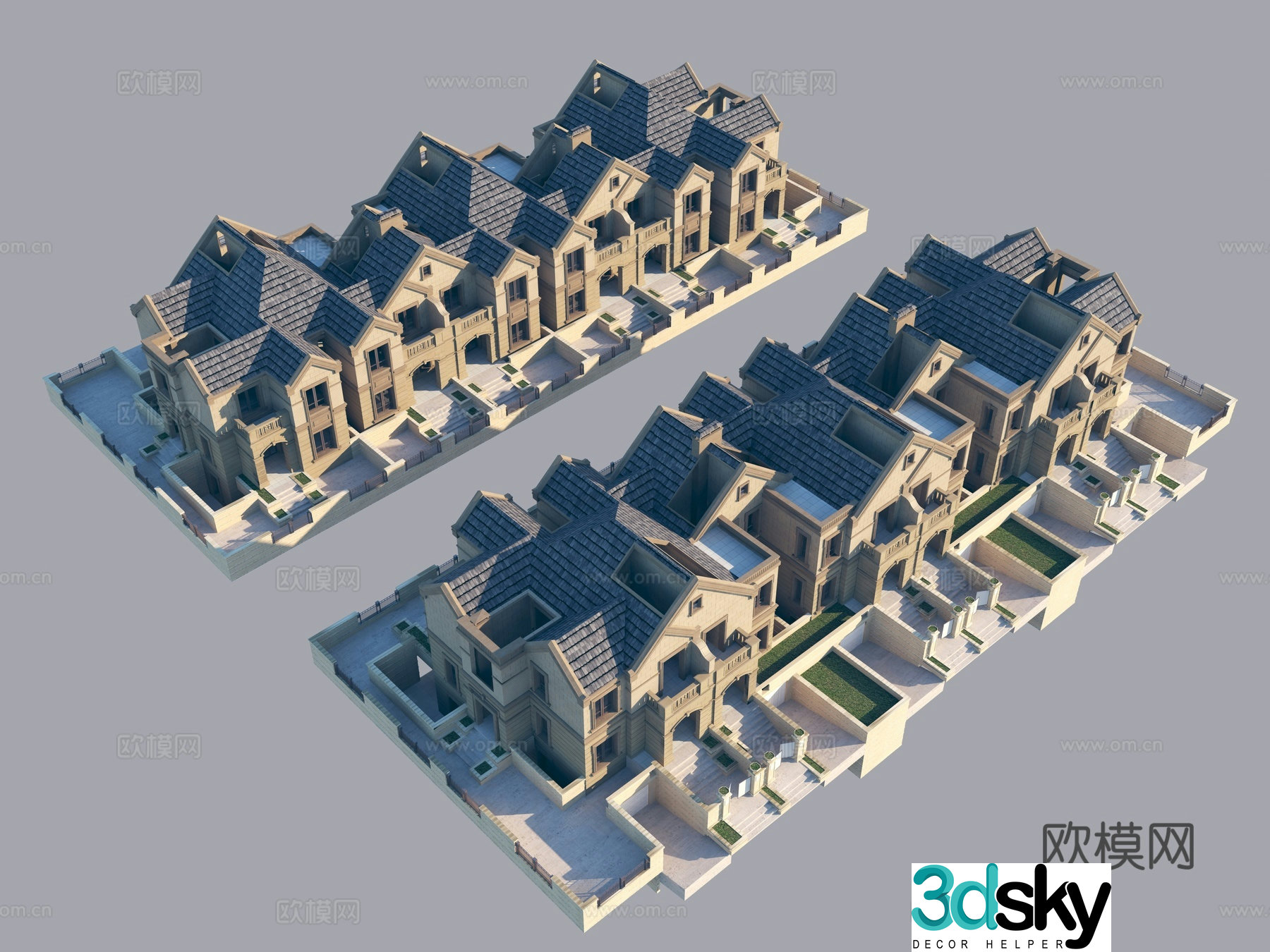 Simple European townhouse single villa resettlement room 3D model