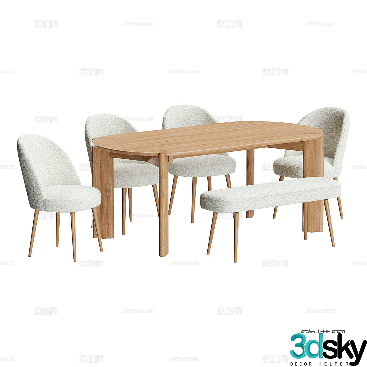 New Chinese dining table and chair 3D model