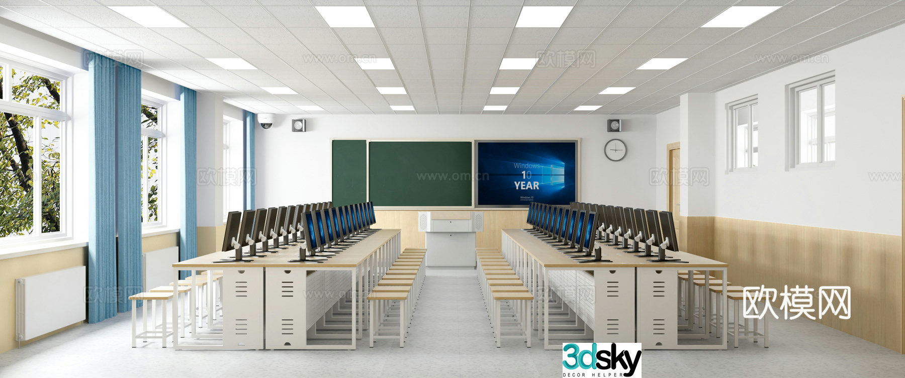 Computer multimedia classroom 3D model