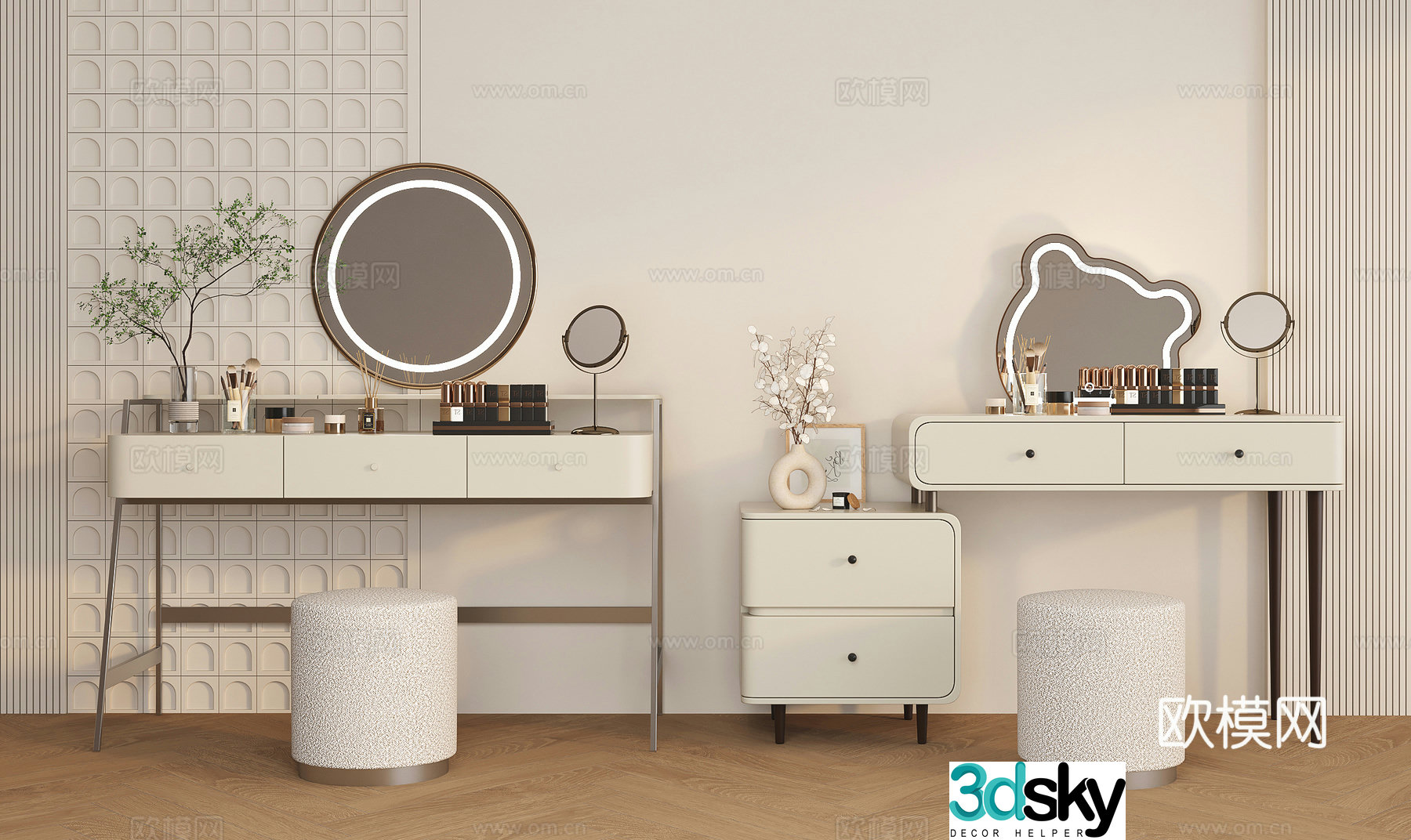 Modern dressing table dressing stool 3d model