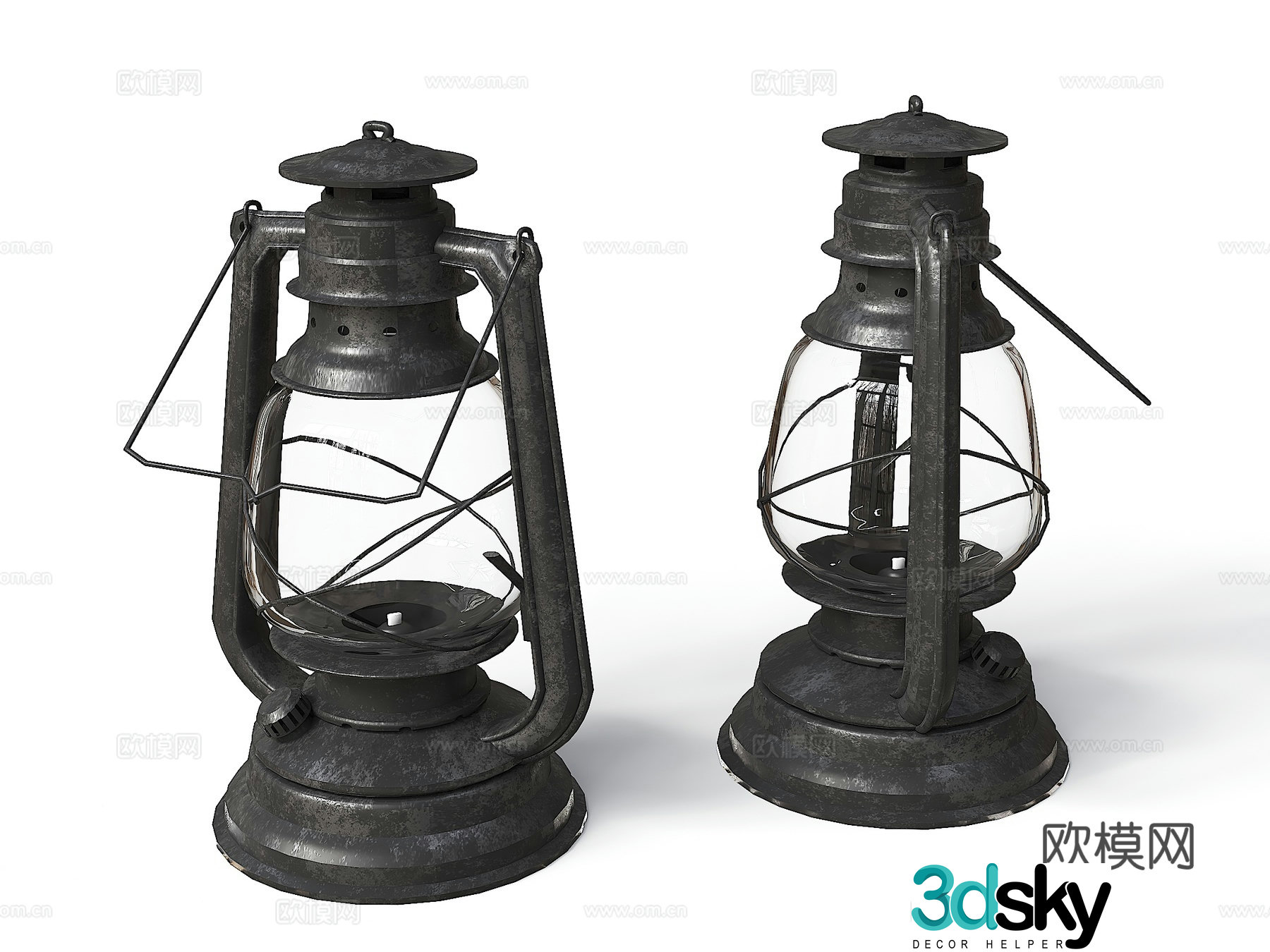 Industrial wind kerosene lamp horseshoe lamp 3d model