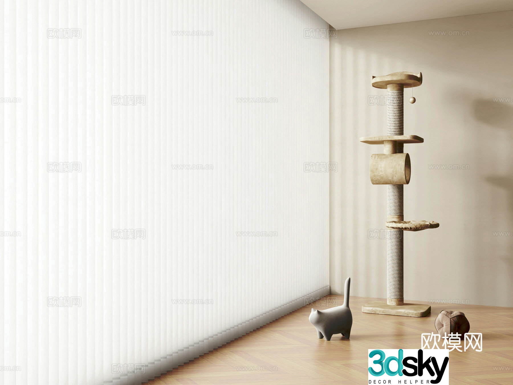 Dream curtain venetian blind balcony cat climbing frame 3d model