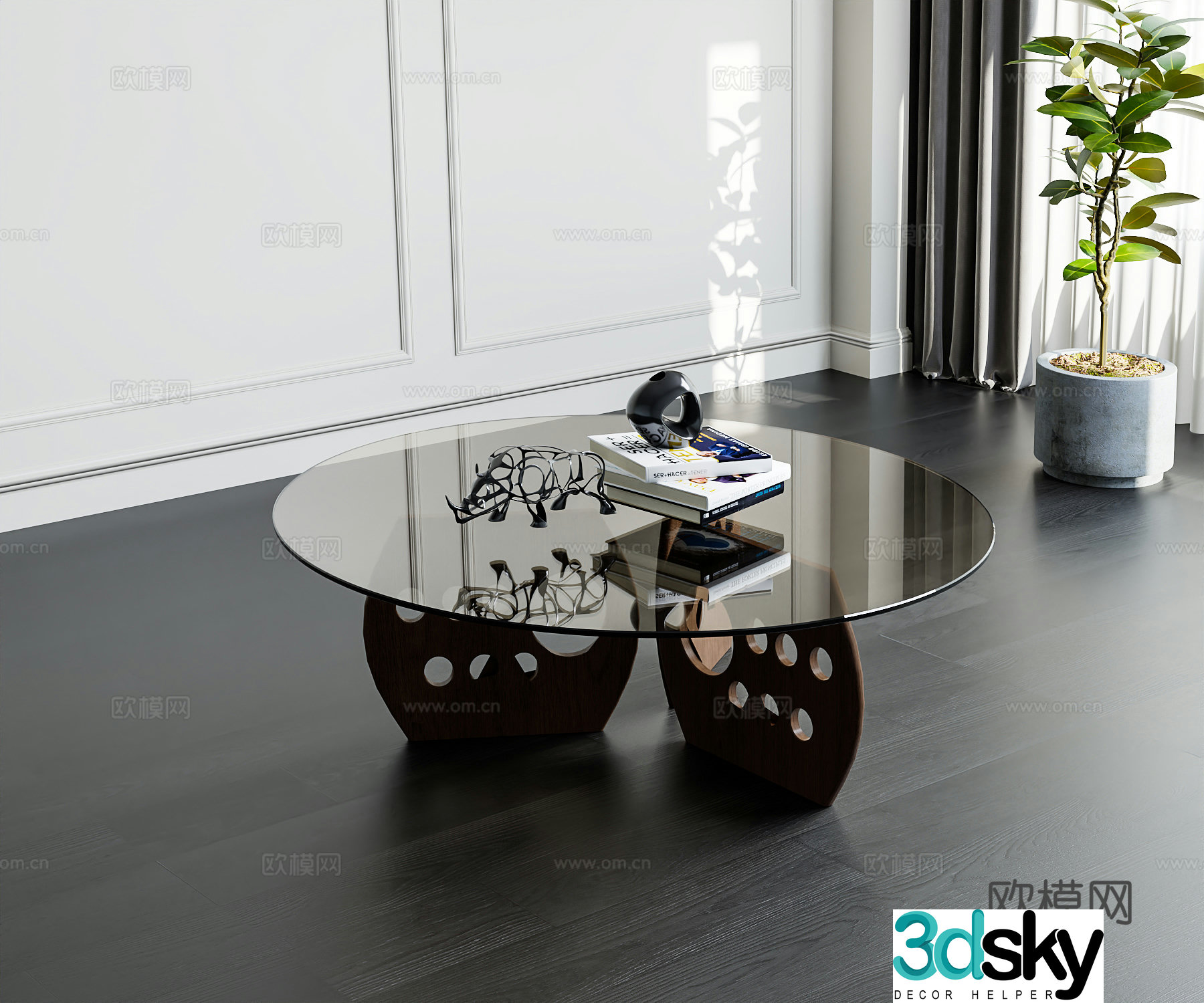 Modern medieval style coffee table jewelry ornaments 3D model