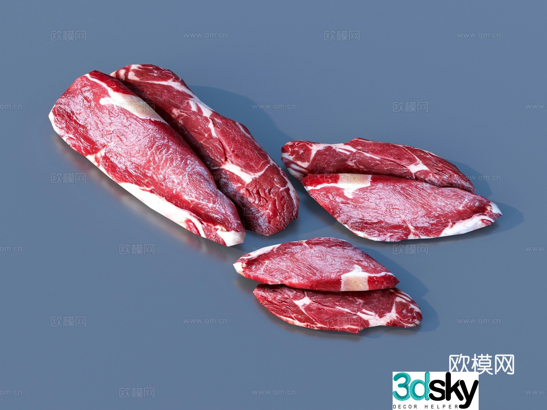 Meat pork beef beef lamb slices raw meat 3D model