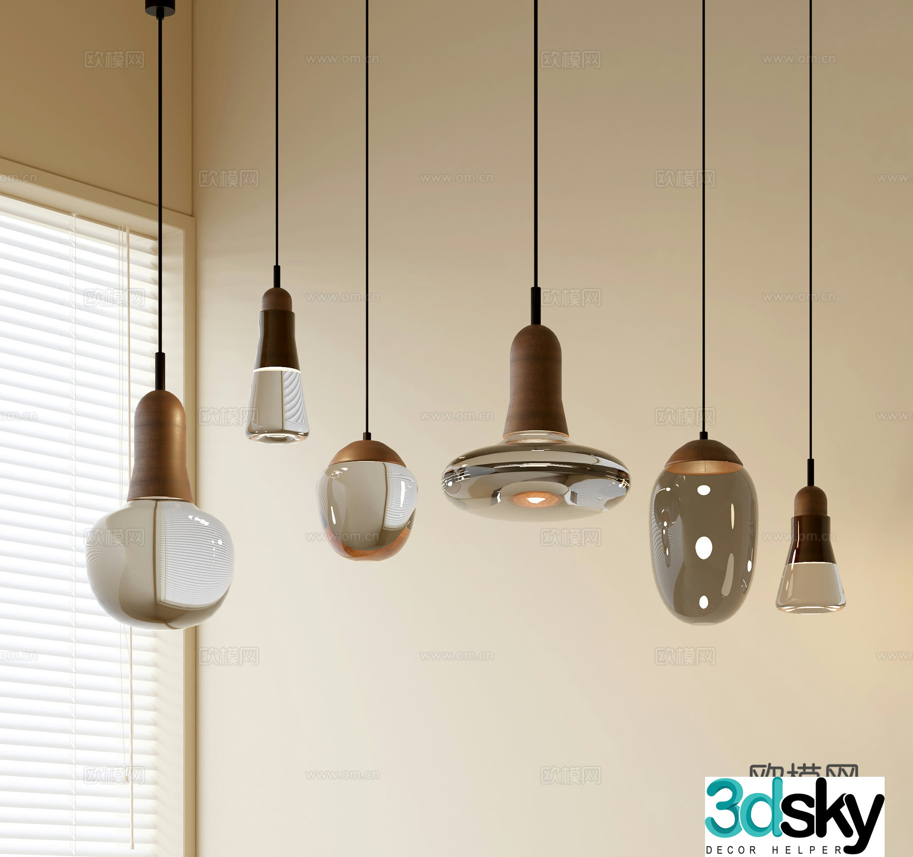 Modern simple chandelier Nordic chandeliers Mediterranean style chandelier study room lamp combined restaurant light 3D model