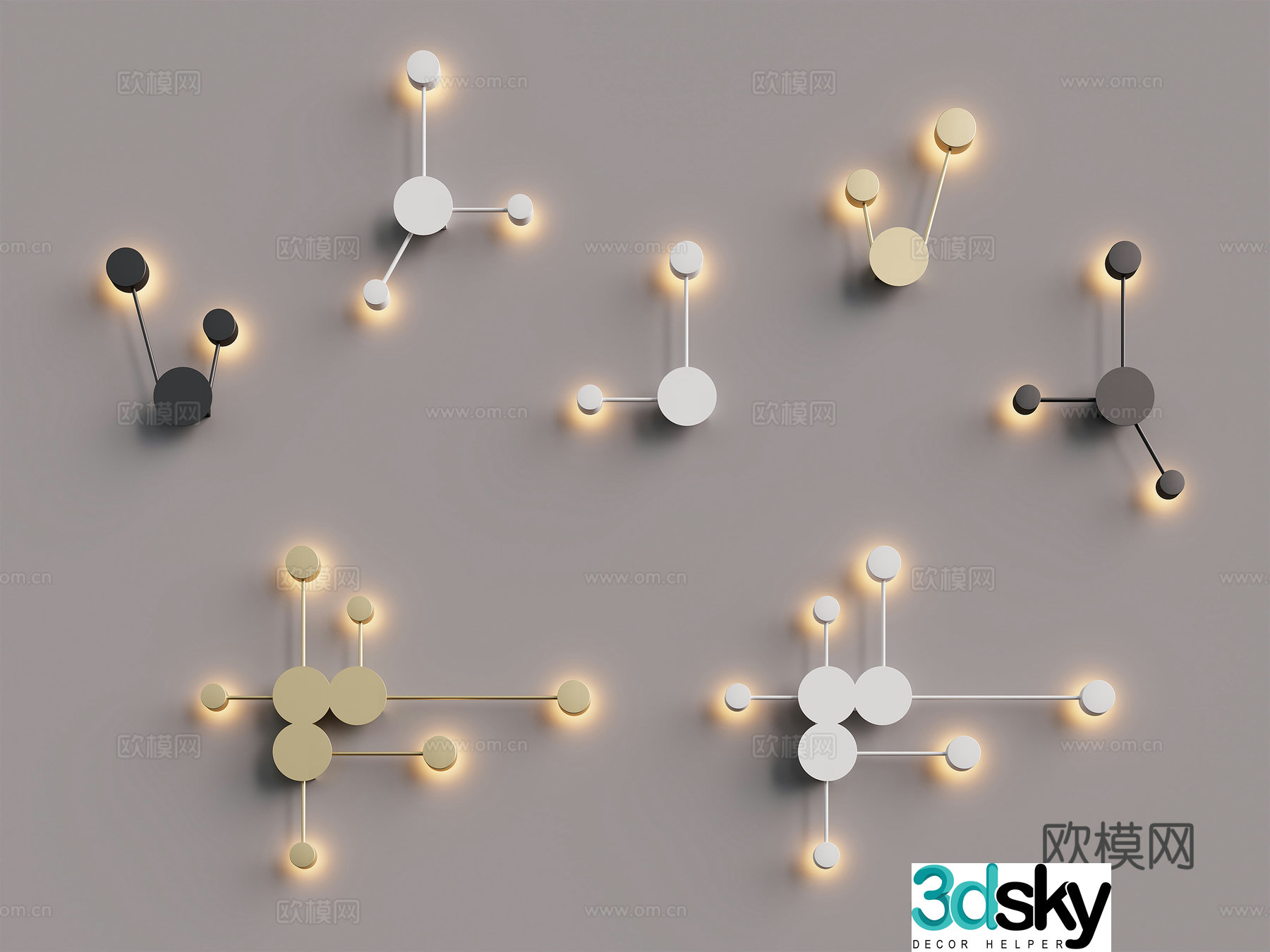 Modern simple light luxury metal wall lamp 3D model