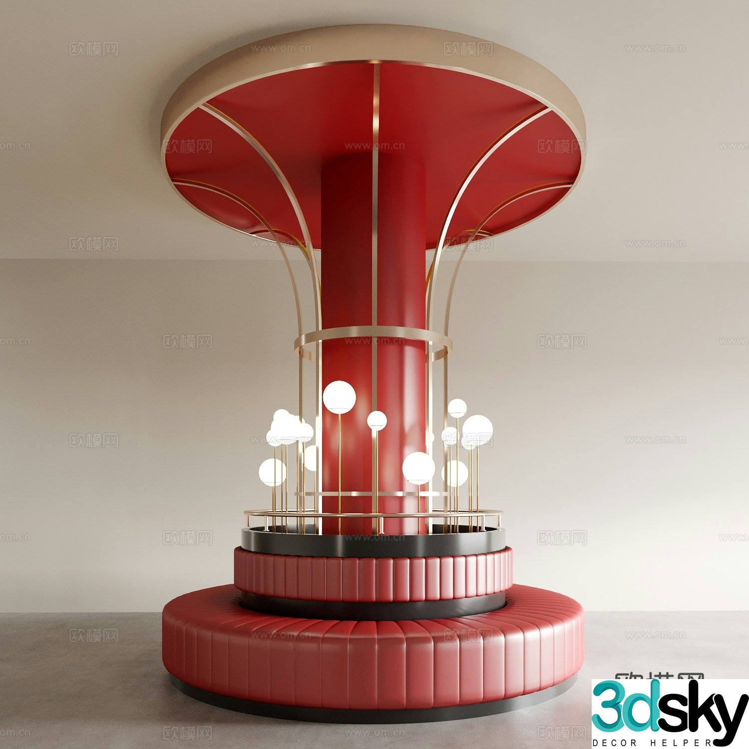 Box sofa Round sofa Restaurant sofa 3D model