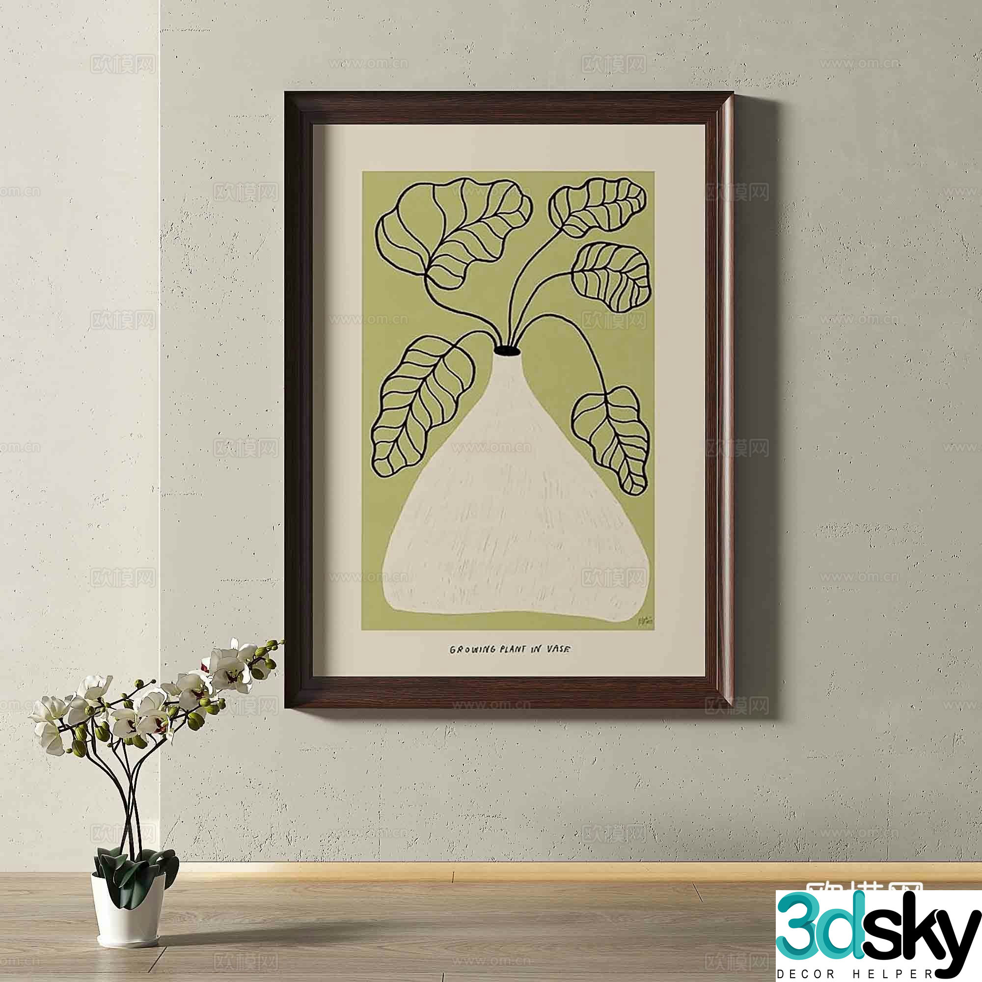 Modern European retro simple decorative painting 3d model